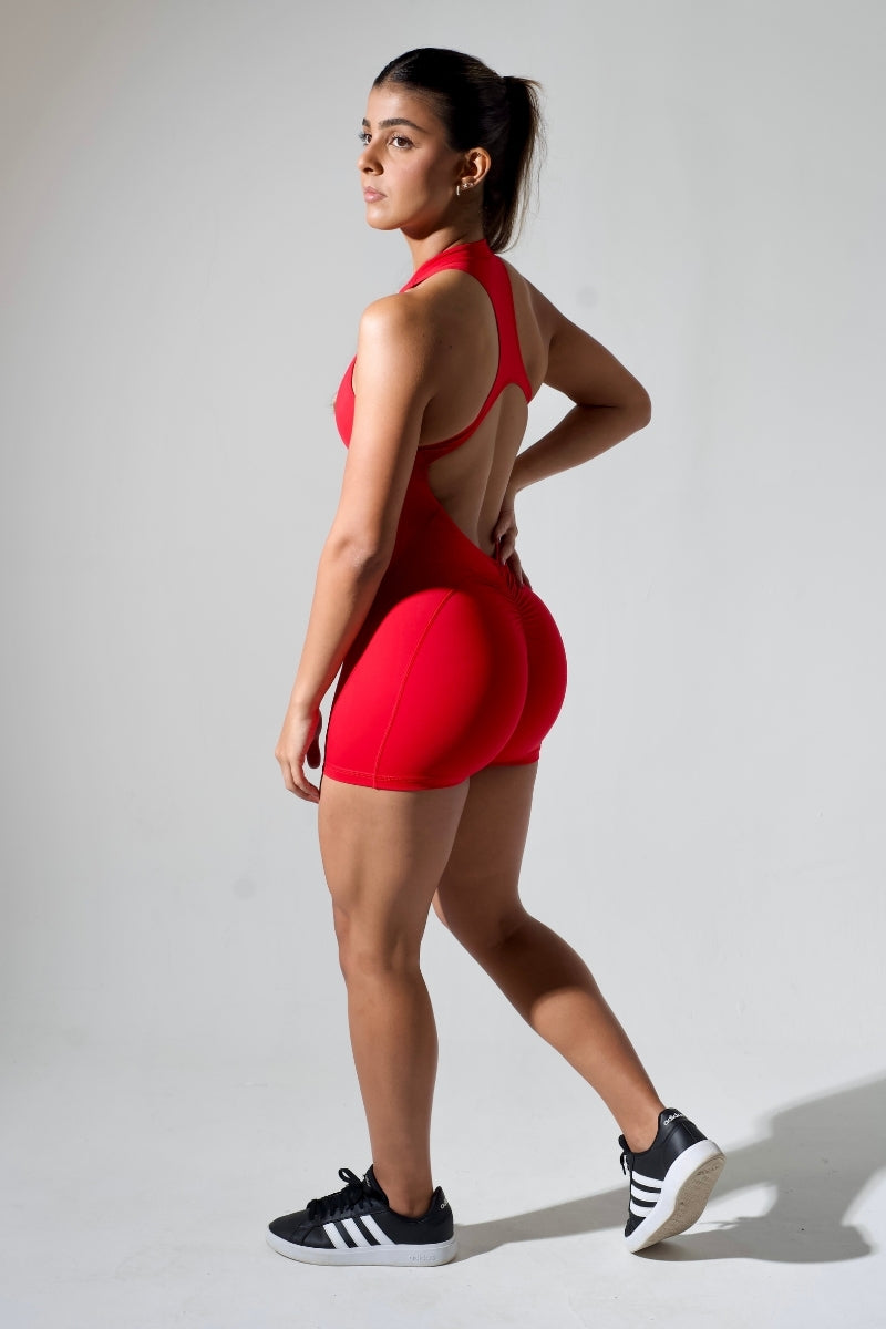 Macaquinho feminino ZipFlex - com bojo Vermelho