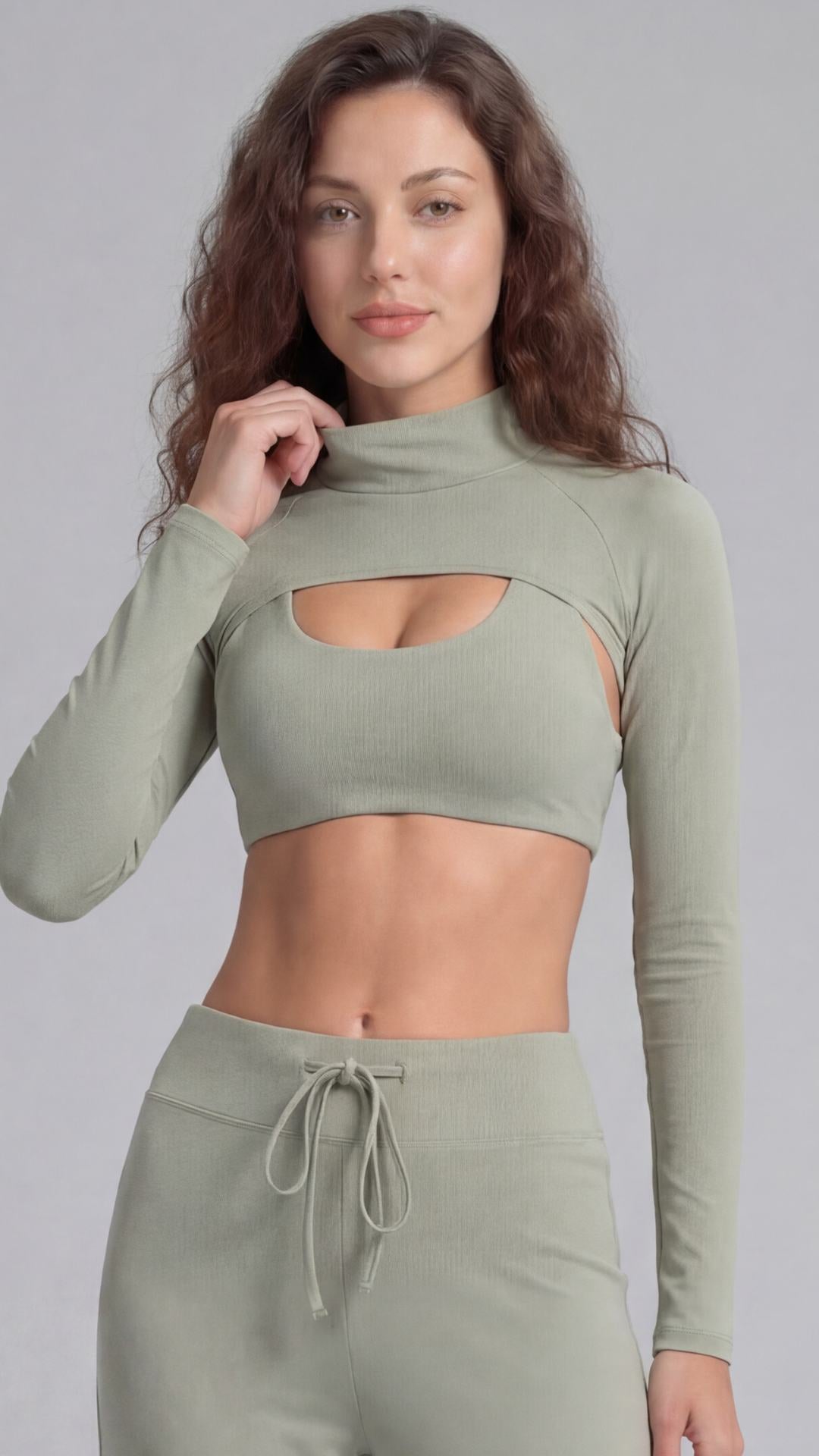 Blusa Feminina Minimal Grace - 02 itens (Top e Cropped Gola alta)