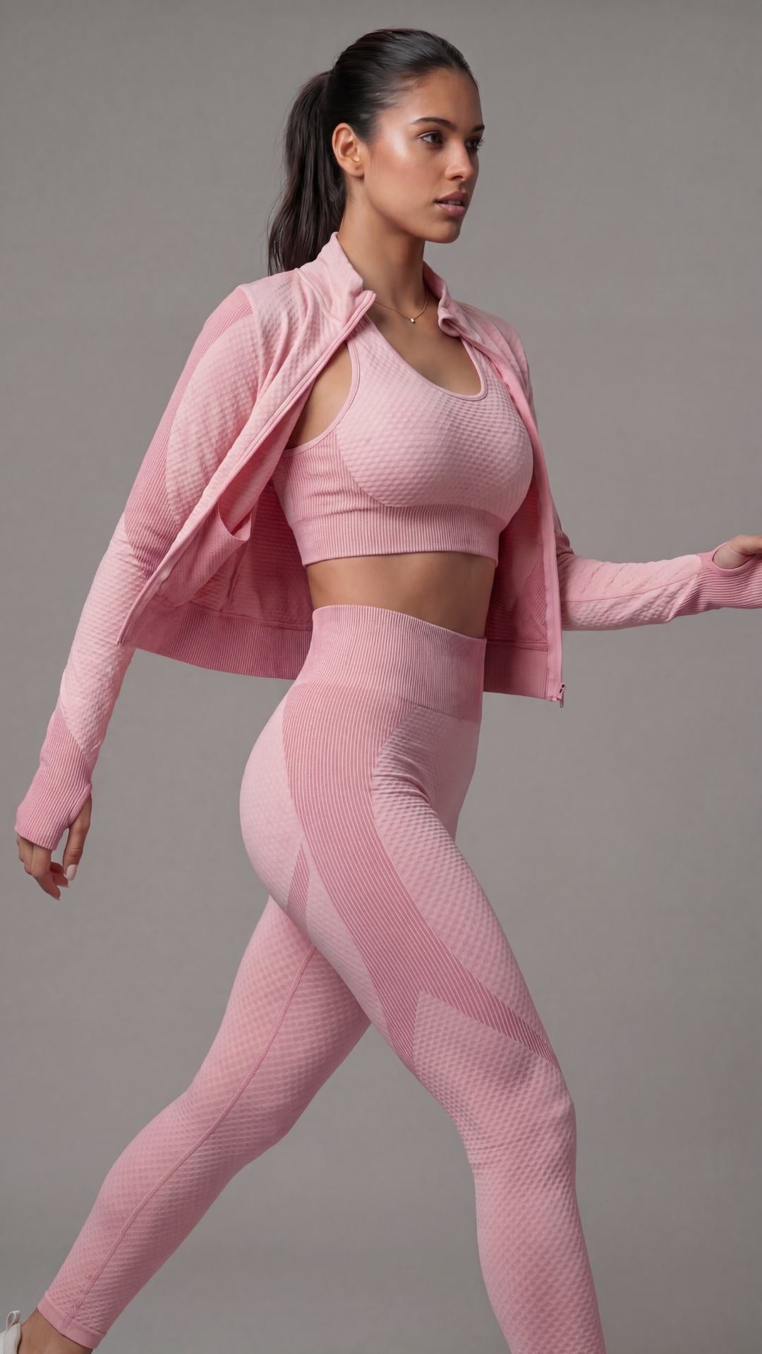 Conjunto feminino para treino Essencial - 03 peças Rosa