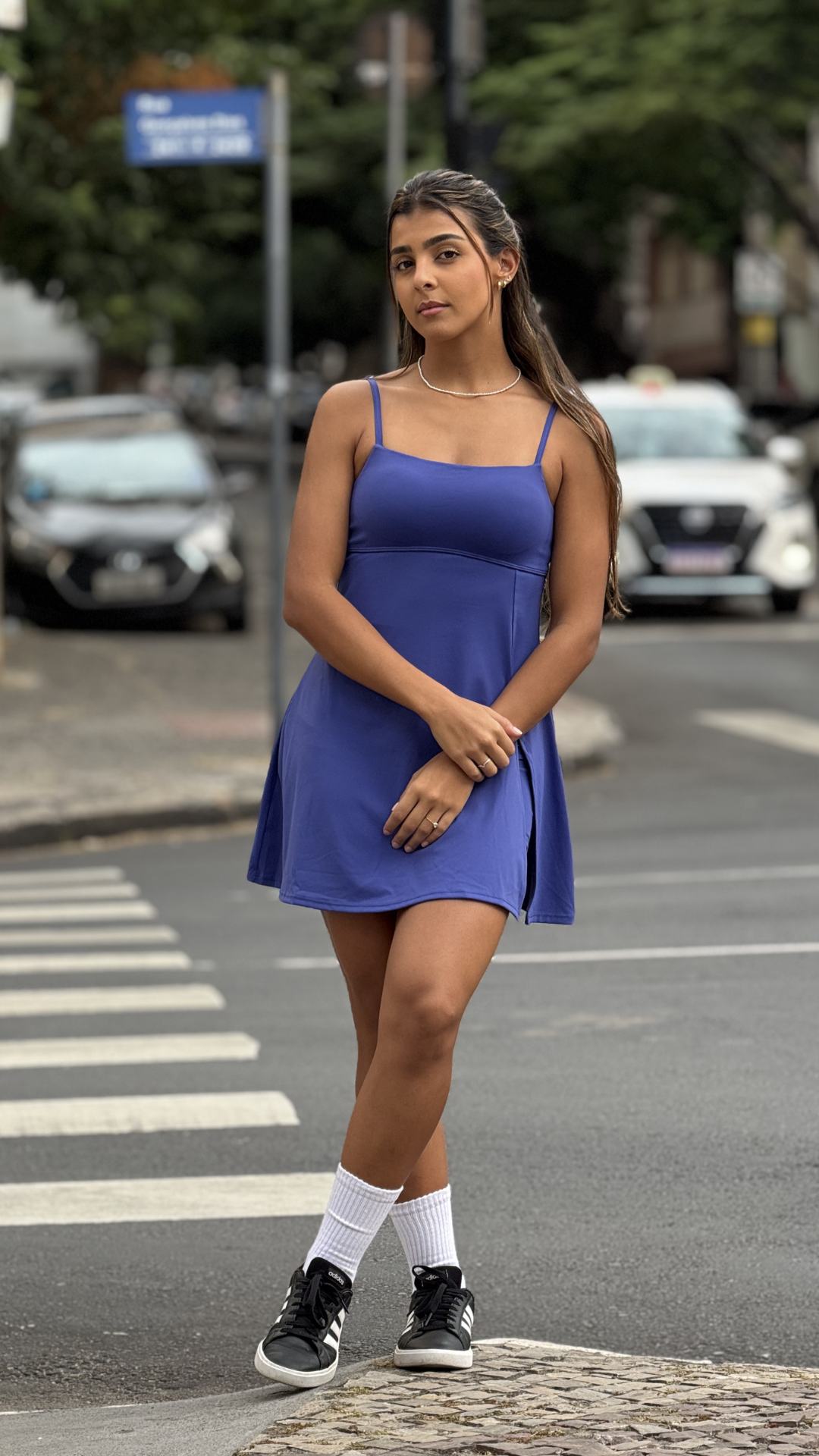Macaquinho/Vestido feminino Shape Flex Azul-marinho