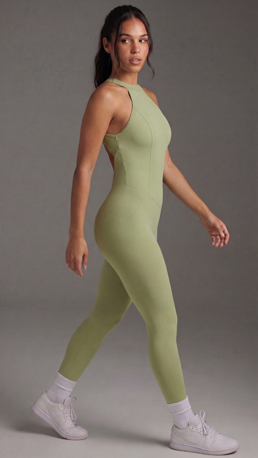 Macacão feminino PowerFlex - Com bojo Pistache