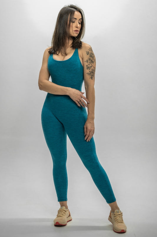 Macacão feminino Curves - com Bojo e levanta bumbum Turquesa