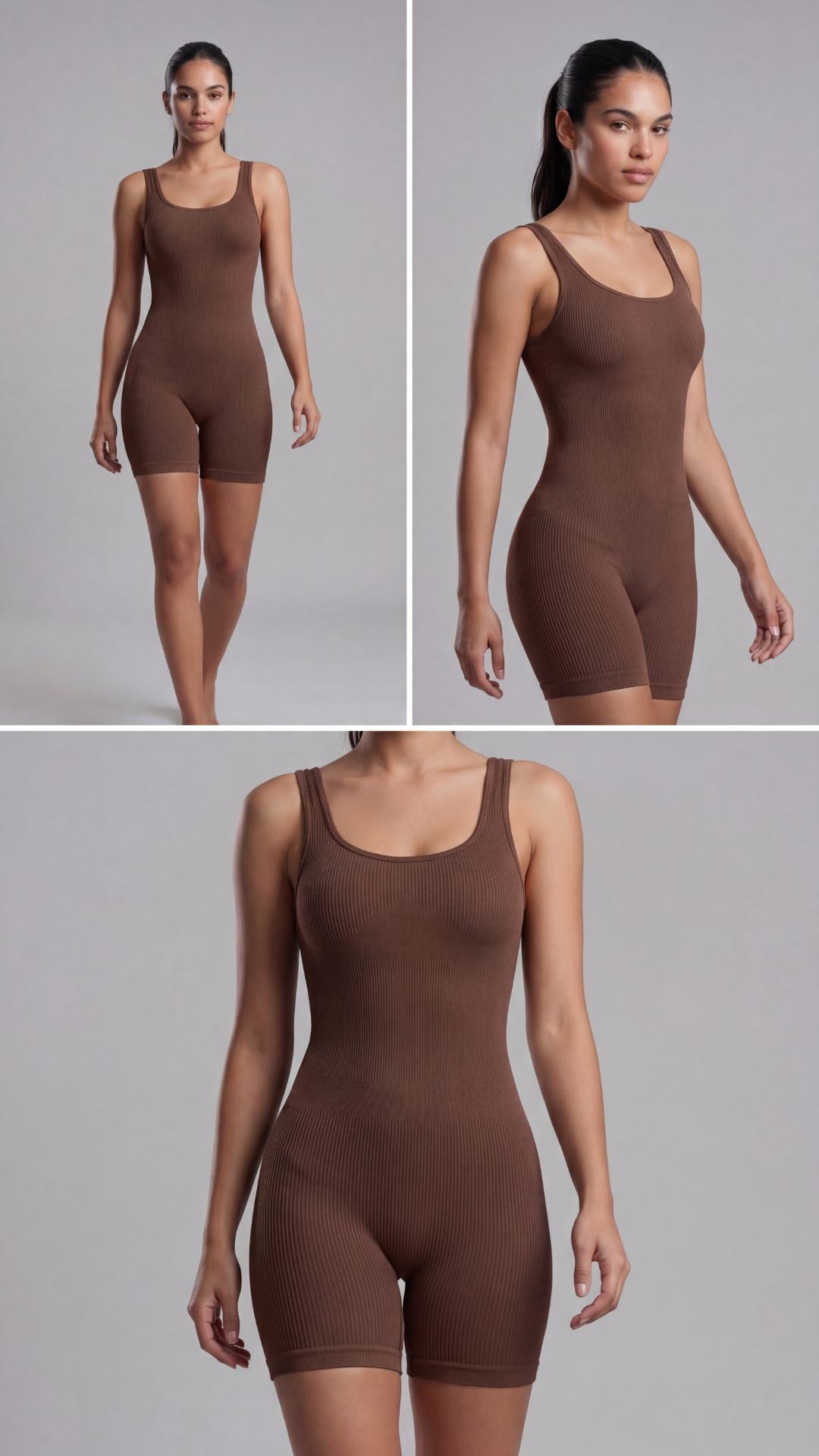 Macaquinho feminino BodySculpt- Com Bojo Café