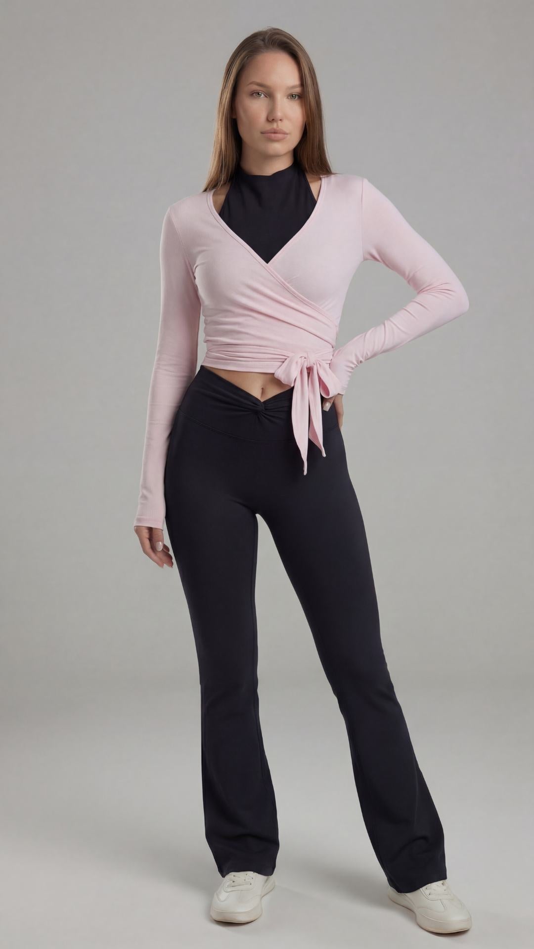 Blusa transpassada  - Noir Rosa claro