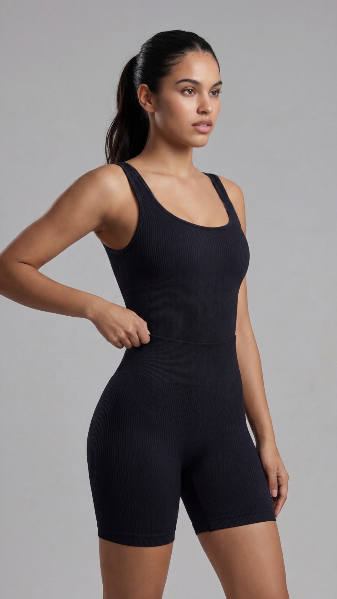 Macaquinho feminino BodySculpt- Com Bojo Preto