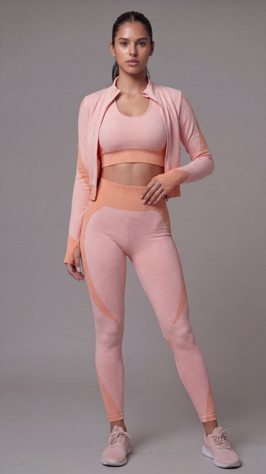 Conjunto feminino para treino Essencial - 03 peças Laranja