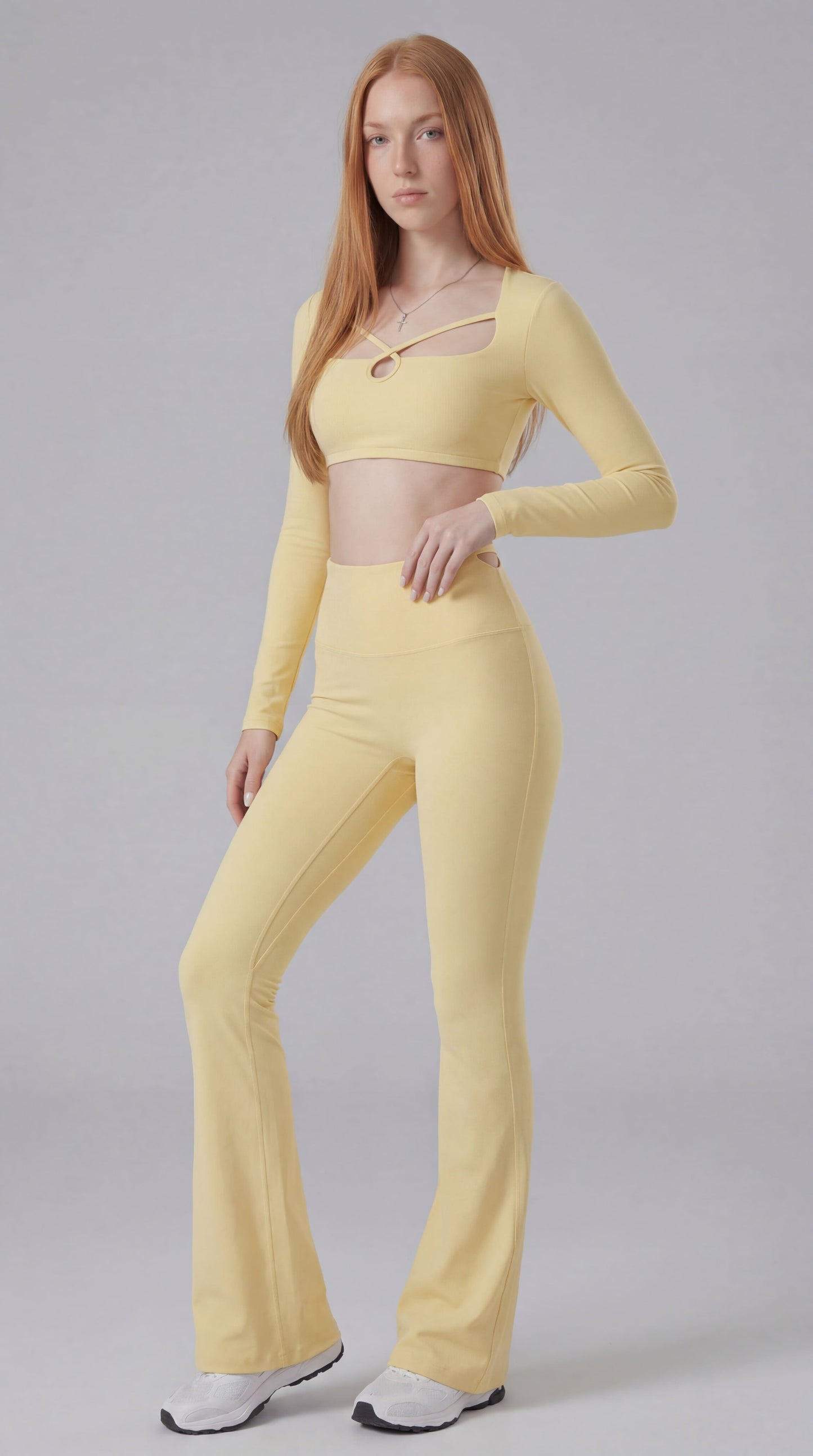 Conjunto Coreluxe - Top + Legging Flare Amarela