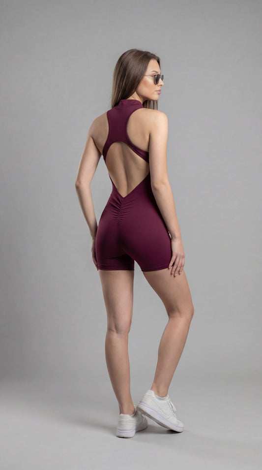 Macaquinho feminino ZipFlex  - com bojo Vinho