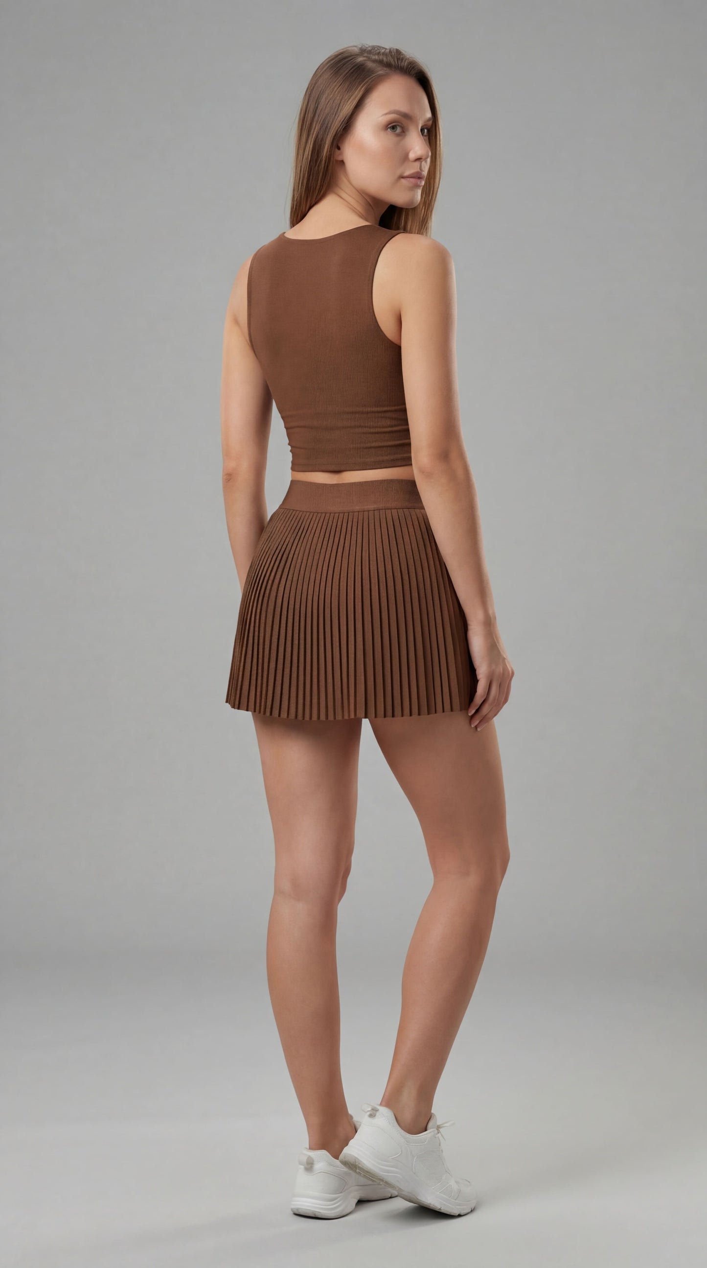Short saia feminina SportFlex Brown
