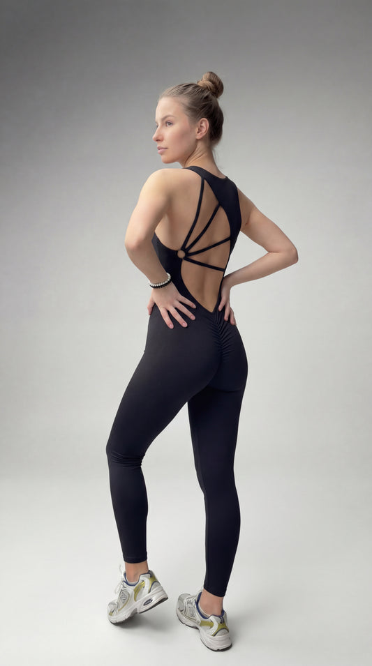 Macacão feminino de treino TurboFit - com Bojo Preto
