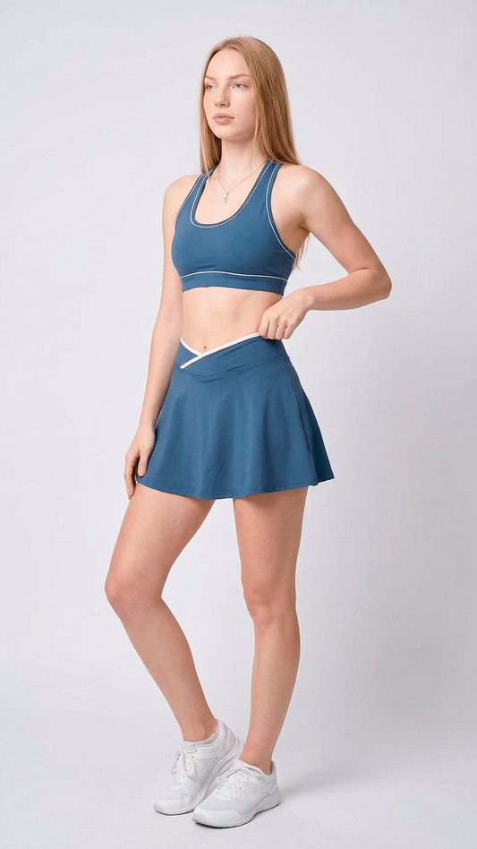 Conjunto Elvéra - Top + Short Saia Azul Bebê