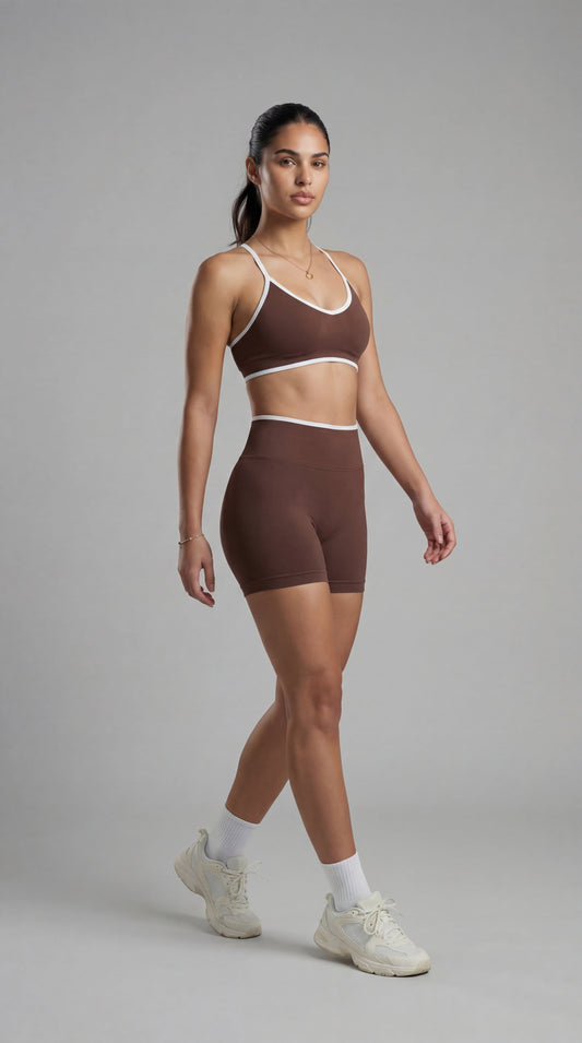 Conjunto Athlira - Top + Short Café